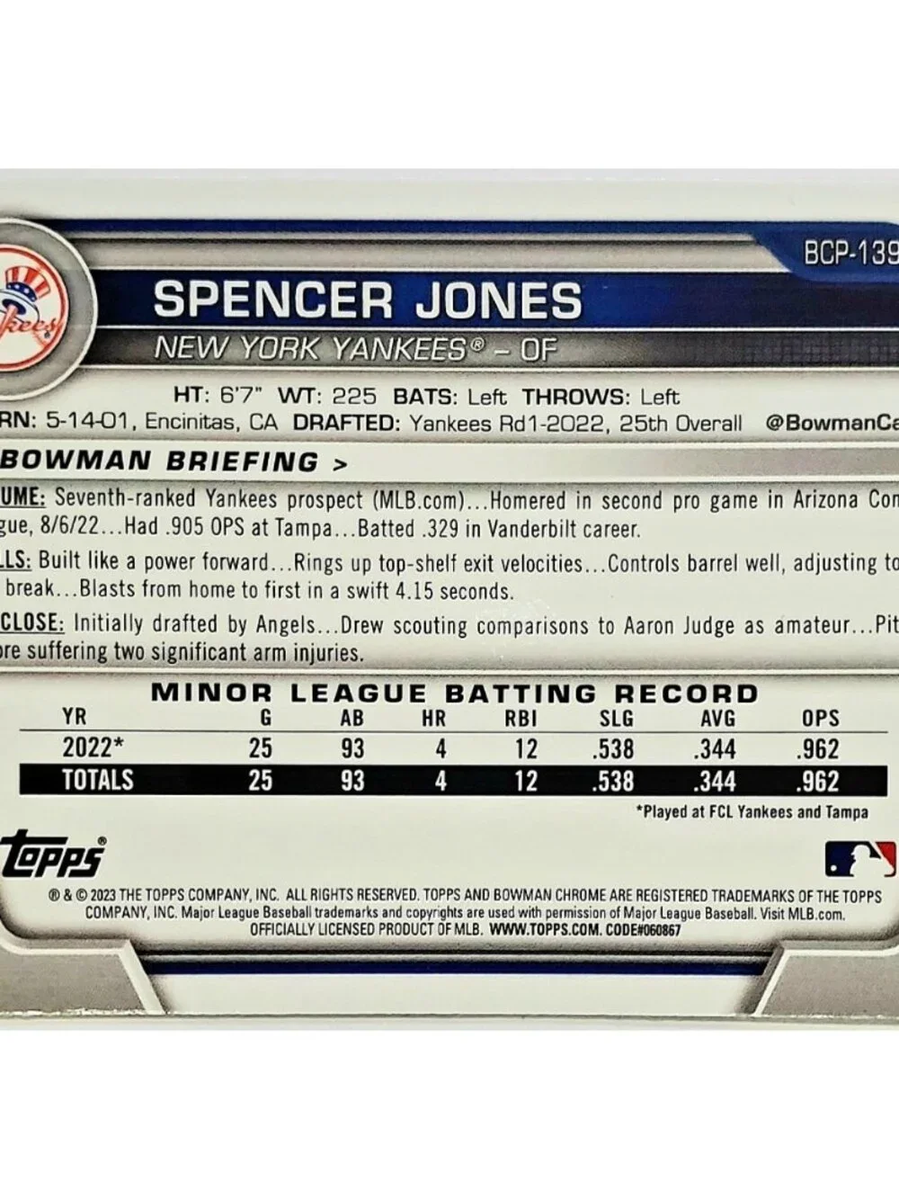 SPENCER JONES ROOKIE MOJO REFRACTOR 